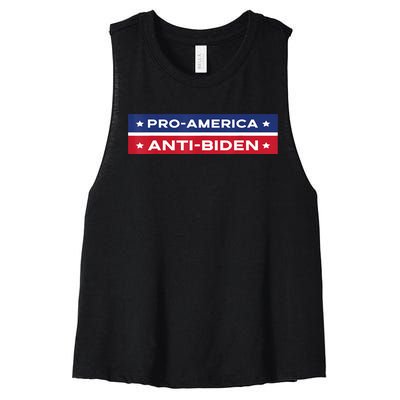 Pro America Anti Biden Flag Usa Impeach Joe Biden Anti Biden Women's Racerback Cropped Tank