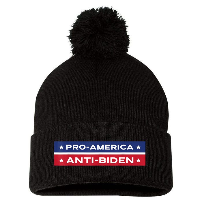 Pro America Anti Biden Flag Usa Impeach Joe Biden Anti Biden Pom Pom 12in Knit Beanie