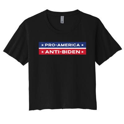 Pro America Anti Biden Flag Usa Impeach Joe Biden Anti Biden Women's Crop Top Tee