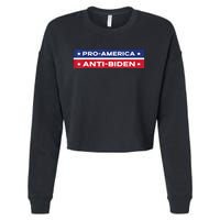 Pro America Anti Biden Flag Usa Impeach Joe Biden Anti Biden Cropped Pullover Crew