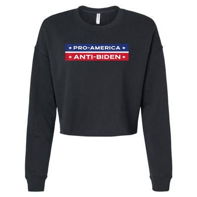 Pro America Anti Biden Flag Usa Impeach Joe Biden Anti Biden Cropped Pullover Crew