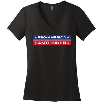 Pro America Anti Biden Flag Usa Impeach Joe Biden Anti Biden Women's V-Neck T-Shirt