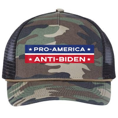 Pro America Anti Biden Flag Usa Impeach Joe Biden Anti Biden Retro Rope Trucker Hat Cap