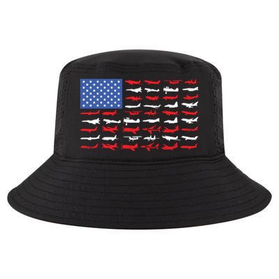 Pilot Airplane American Flag Plane Aviation Cool Comfort Performance Bucket Hat