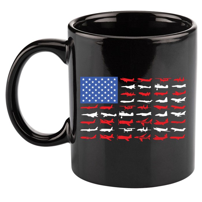 Pilot Airplane American Flag Plane Aviation 11oz C Handle Ceramic Mug