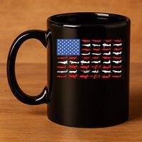 Pilot Airplane American Flag Plane Aviation 11oz C Handle Ceramic Mug