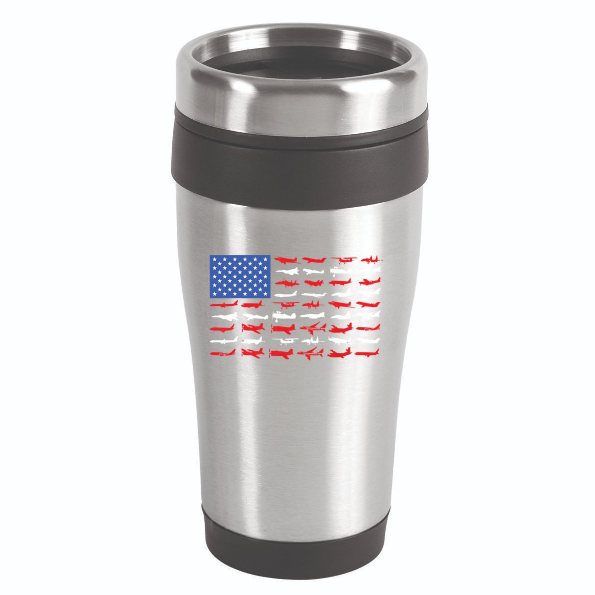 Pilot Airplane American Flag Plane Aviation 16oz Travel Tumbler