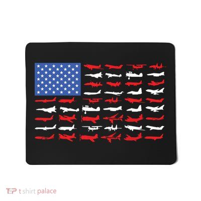 Pilot Airplane American Flag Plane Aviation Mousepad