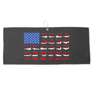 Pilot Airplane American Flag Plane Aviation Large Microfiber Waffle Golf Towel