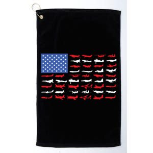 Pilot Airplane American Flag Plane Aviation Platinum Collection Golf Towel