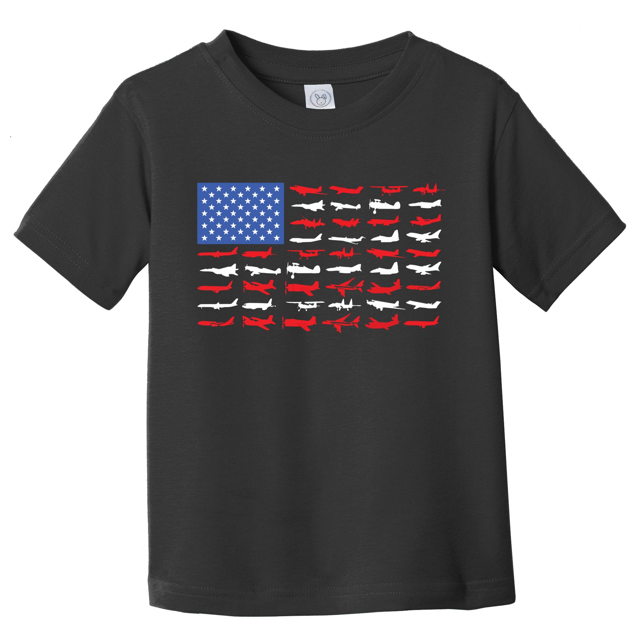 Pilot Airplane American Flag Plane Aviation Toddler T-Shirt