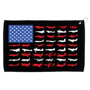 Pilot Airplane American Flag Plane Aviation Grommeted Golf Towel