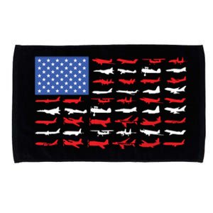 Pilot Airplane American Flag Plane Aviation Microfiber Hand Towel