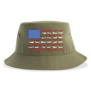 Pilot Airplane American Flag Plane Aviation Sustainable Bucket Hat