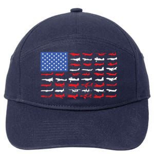 Pilot Airplane American Flag Plane Aviation 7-Panel Snapback Hat