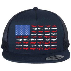 Pilot Airplane American Flag Plane Aviation Flat Bill Trucker Hat