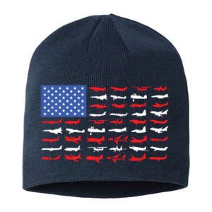 Pilot Airplane American Flag Plane Aviation Sustainable Beanie