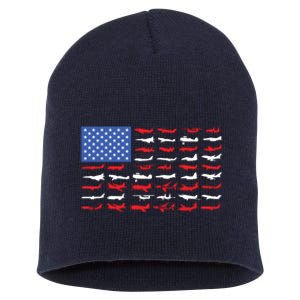 Pilot Airplane American Flag Plane Aviation Short Acrylic Beanie