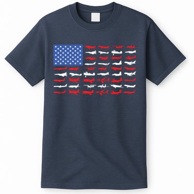 Pilot Airplane American Flag Plane Aviation T-Shirt