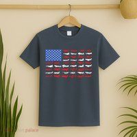 Pilot Airplane American Flag Plane Aviation T-Shirt