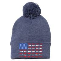 Pilot Airplane American Flag Plane Aviation Pom Pom 12in Knit Beanie