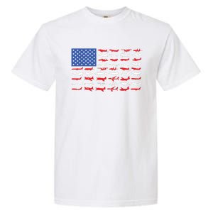 Pilot Airplane American Flag Plane Aviation Garment-Dyed Heavyweight T-Shirt