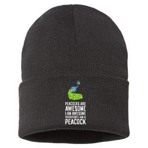 Peacocks Are Awesome I'm Awesome Therefore I'm a Peacock Sustainable Knit Beanie