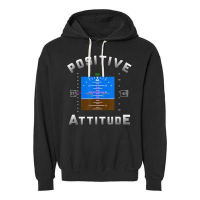 Positive Attitude Aviation Pilot Primary Flight Display Garment-Dyed Fleece Hoodie