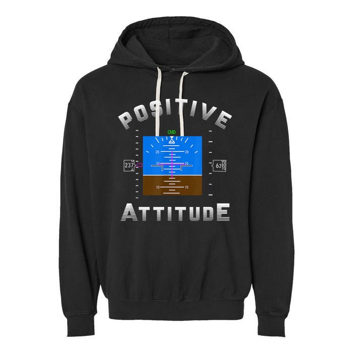 Positive Attitude Aviation Pilot Primary Flight Display Garment-Dyed Fleece Hoodie