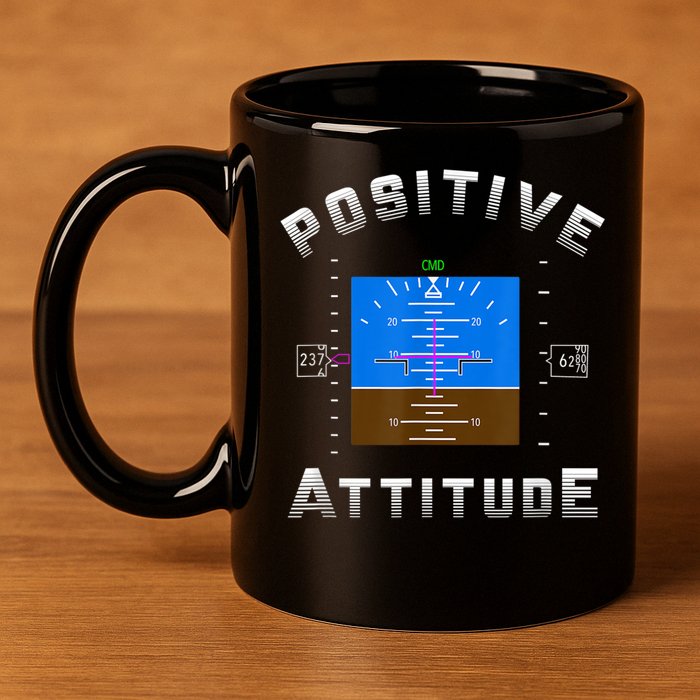Positive Attitude Aviation Pilot Primary Flight Display 11oz C Handle Ceramic Mug