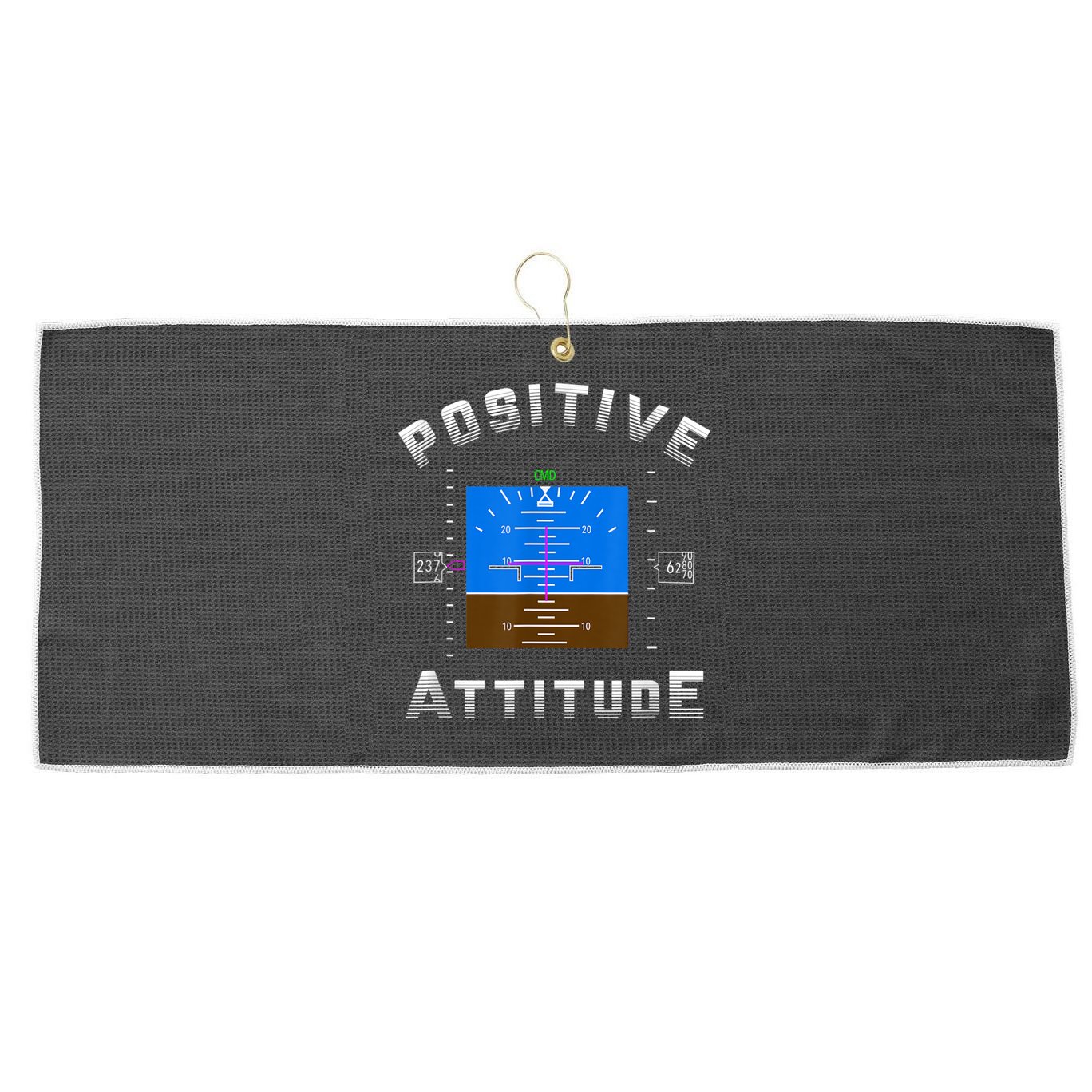 Positive Attitude Aviation Pilot Primary Flight Display Large Microfiber Waffle Golf Towel