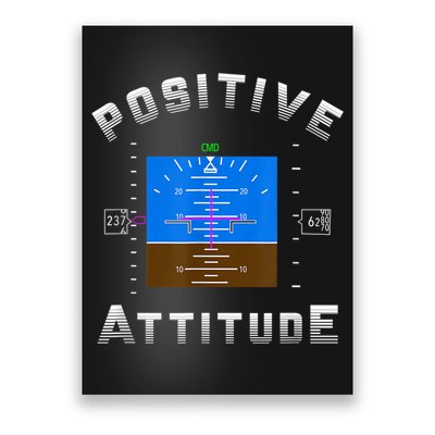 Positive Attitude Aviation Pilot Primary Flight Display Poster