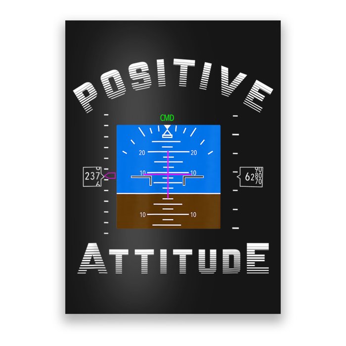 Positive Attitude Aviation Pilot Primary Flight Display Poster