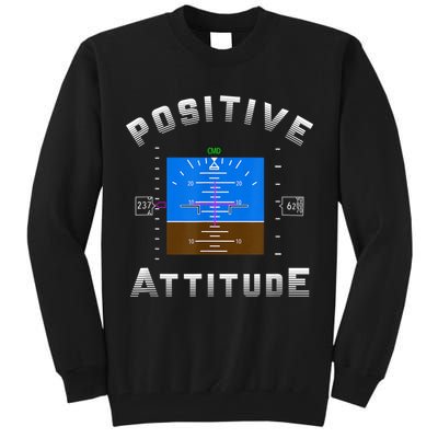 Positive Attitude Aviation Pilot Primary Flight Display Tall Sweatshirt