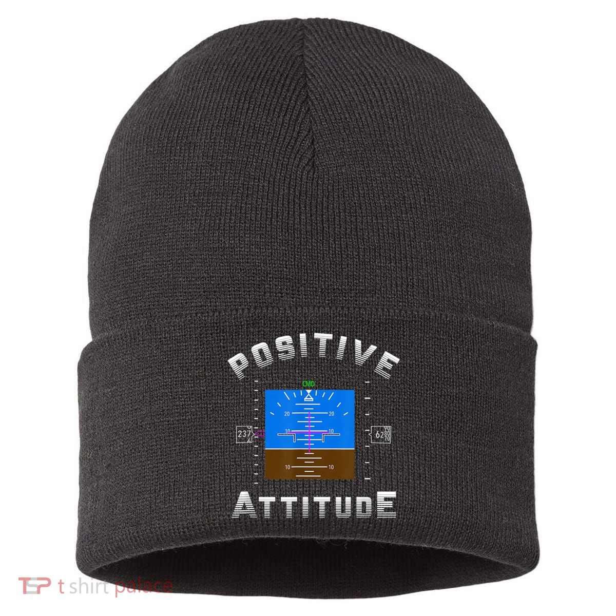 Positive Attitude Aviation Pilot Primary Flight Display Sustainable Knit Beanie
