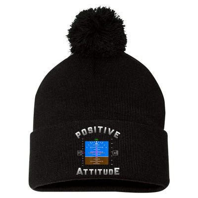 Positive Attitude Aviation Pilot Primary Flight Display Pom Pom 12in Knit Beanie