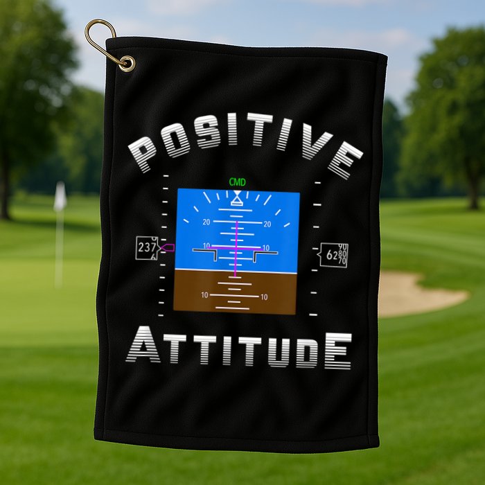 Positive Attitude Aviation Pilot Primary Flight Display Golf Towel