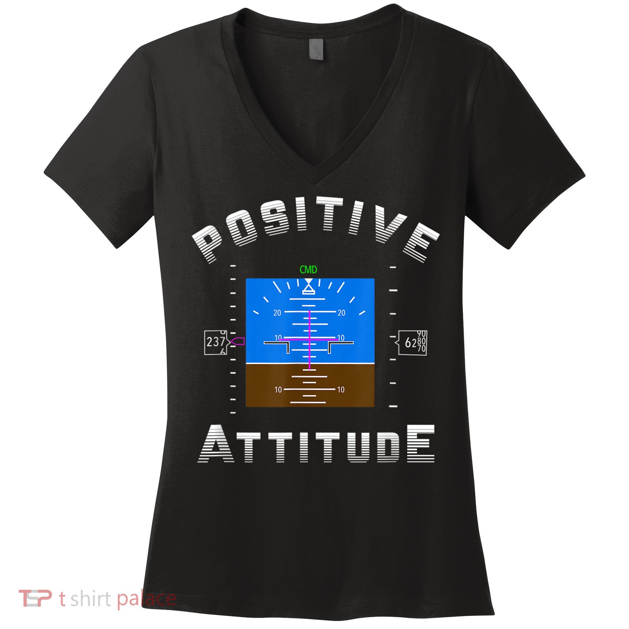 Positive Attitude Aviation Pilot Primary Flight Display Women's V-Neck T-Shirt