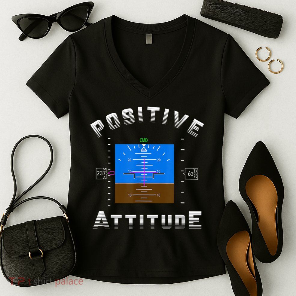 Positive Attitude Aviation Pilot Primary Flight Display Women's V-Neck T-Shirt