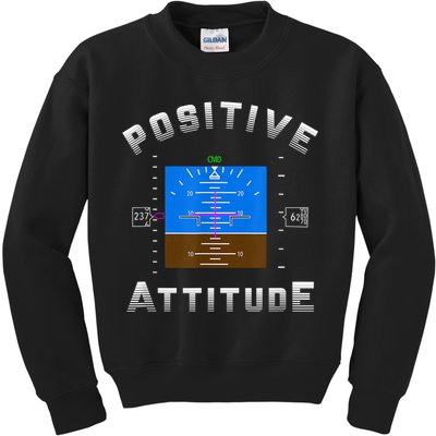 Positive Attitude Aviation Pilot Primary Flight Display Kids Sweatshirt