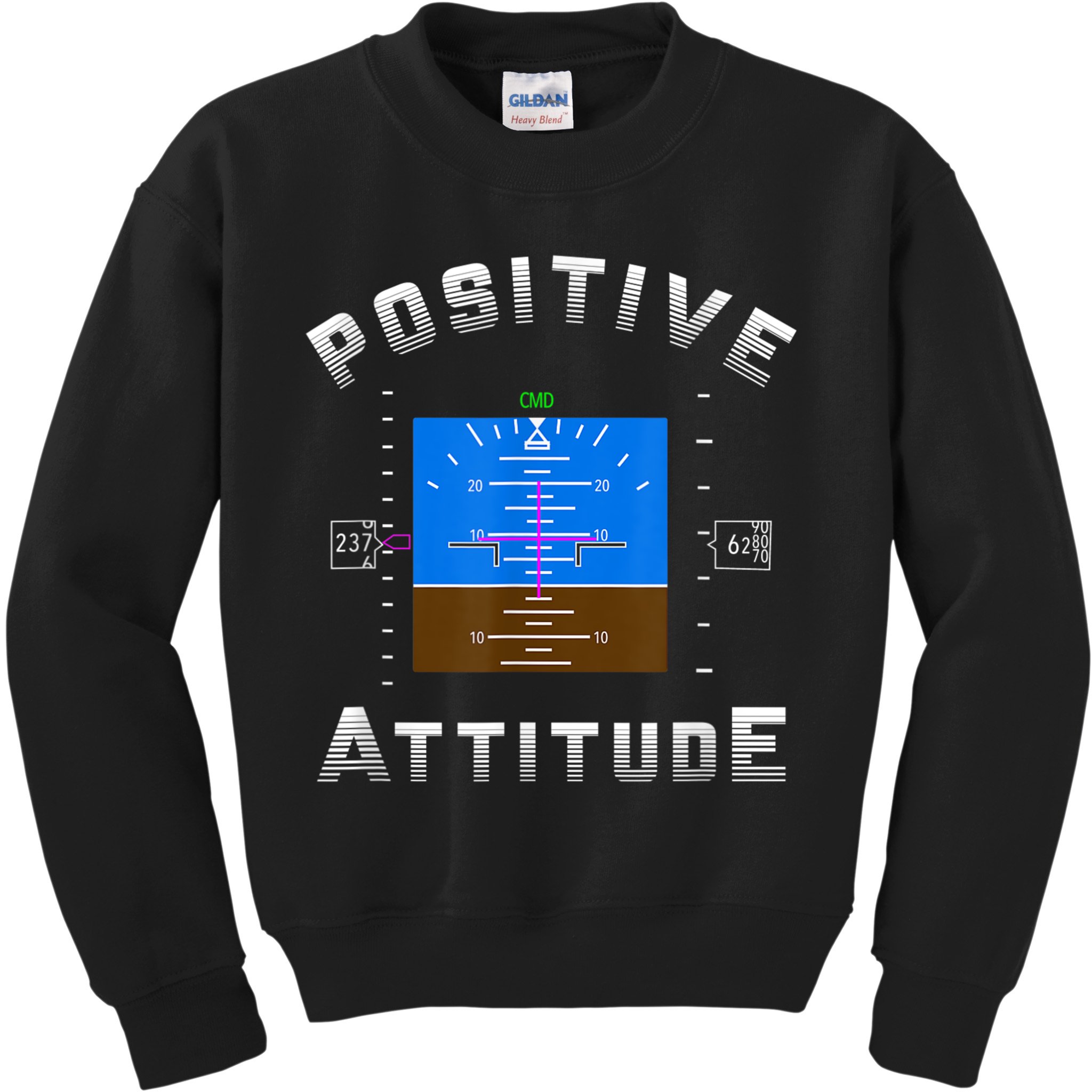 Positive Attitude Aviation Pilot Primary Flight Display Kids Sweatshirt