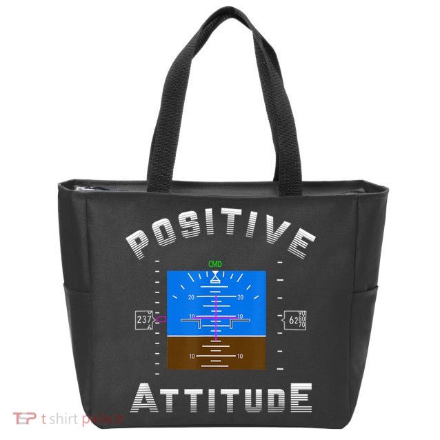 Positive Attitude Aviation Pilot Primary Flight Display Zip Tote Bag