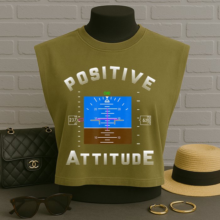 Positive Attitude Aviation Pilot Primary Flight Display Garment-Dyed Women's Muscle Tee