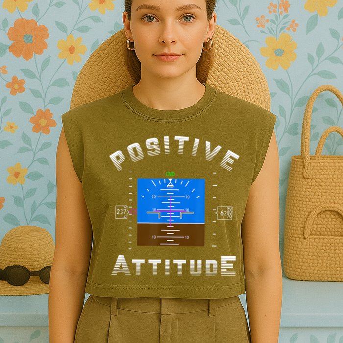 Positive Attitude Aviation Pilot Primary Flight Display Garment-Dyed Women's Muscle Tee