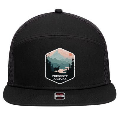 Prescott Arizona Az Vintage Mountains Hiking Souvenir Funny Gift 7 Panel Mesh Trucker Snapback Hat