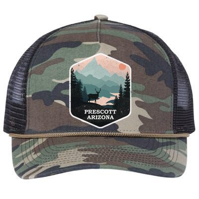 Prescott Arizona Az Vintage Mountains Hiking Souvenir Funny Gift Retro Rope Trucker Hat Cap