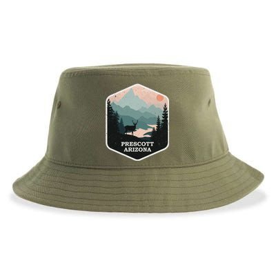 Prescott Arizona Az Vintage Mountains Hiking Souvenir Funny Gift Sustainable Bucket Hat