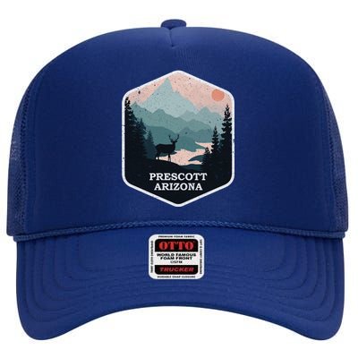 Prescott Arizona Az Vintage Mountains Hiking Souvenir Funny Gift High Crown Mesh Back Trucker Hat