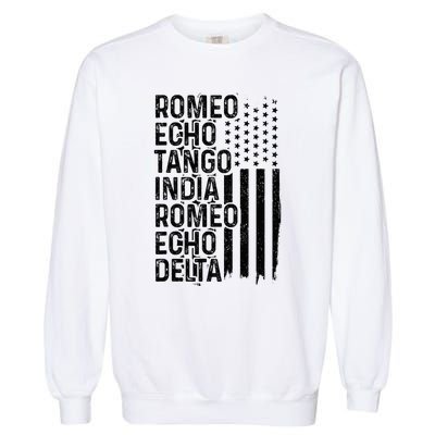 Phonetic Alphabet Airplane Pilot Aviation Patriotic Garment-Dyed Sweatshirt