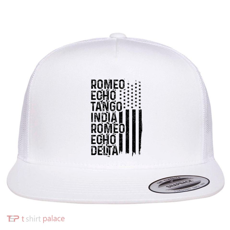 Phonetic Alphabet Airplane Pilot Aviation Patriotic Flat Bill Trucker Hat